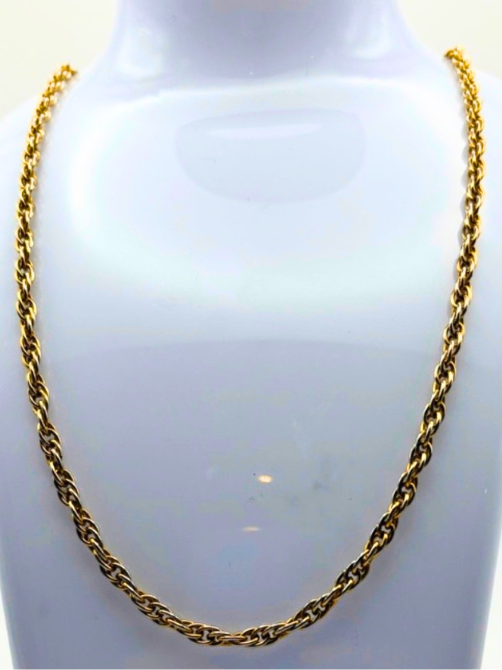 Vintage Gold-Tone Rope Chain Necklace 23” Classic Twist Link